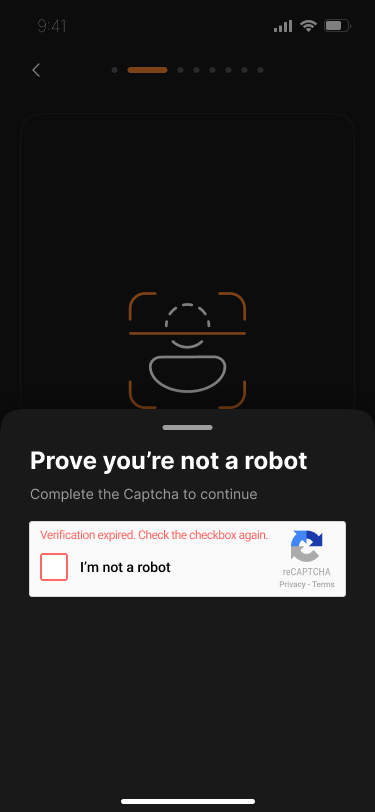 Original expired CAPTCHA state with a retry instruction.