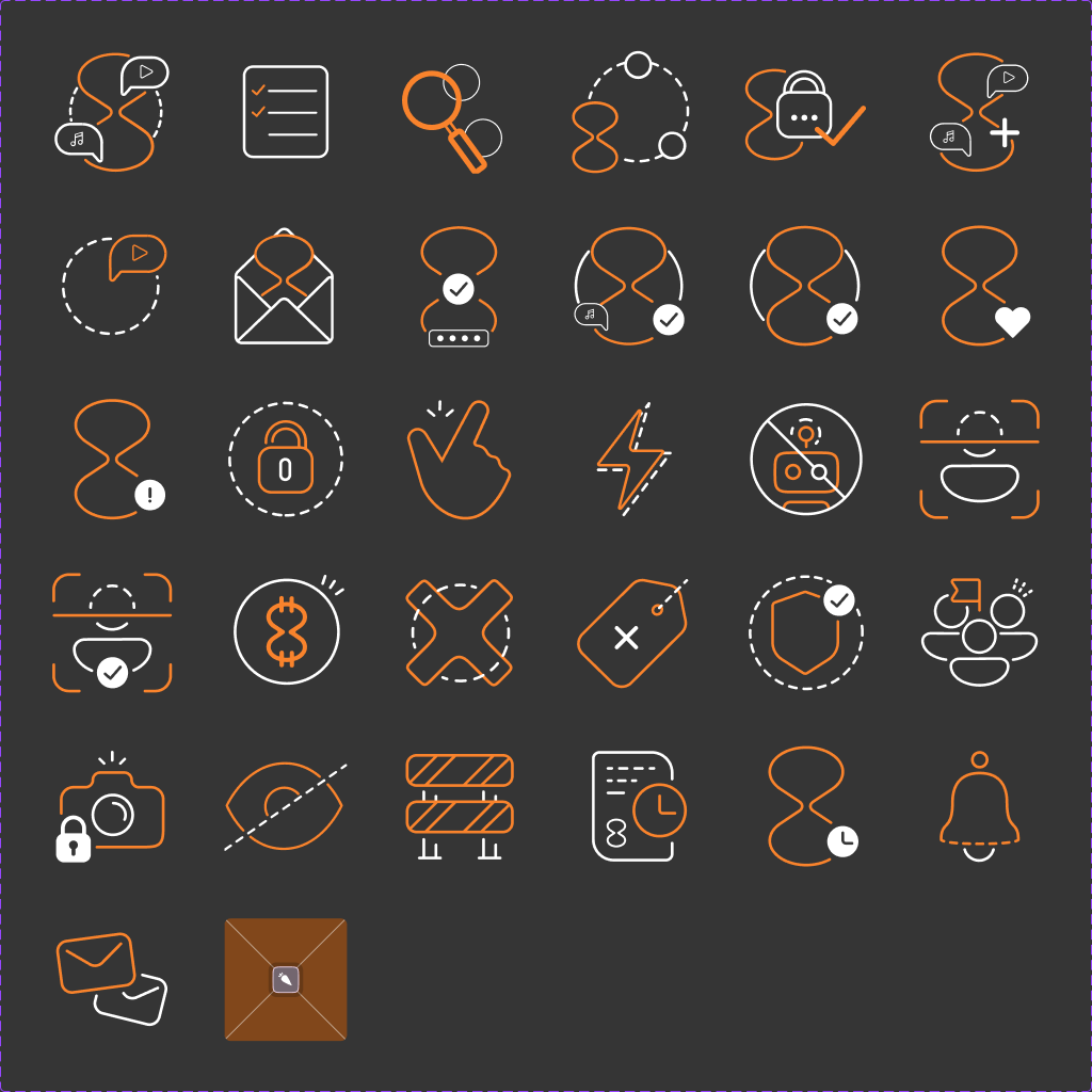Original orange-and-white artwork collection for permission, verification, error and success states.